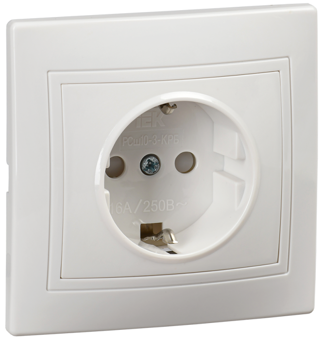 Розетка скрытой установки 1-мест. с/з с з/ш в рамке 16А белый IP20 РСш10-3-КРБ KVARTA IEK (РФ)