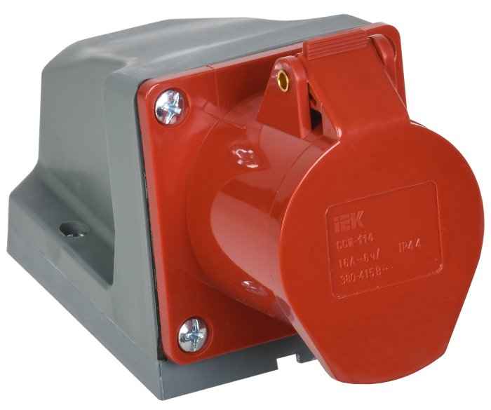 Розетка кабельная 16А 3P+PE IP44 стационарная 380В ССИ-114 IEK (РФ)