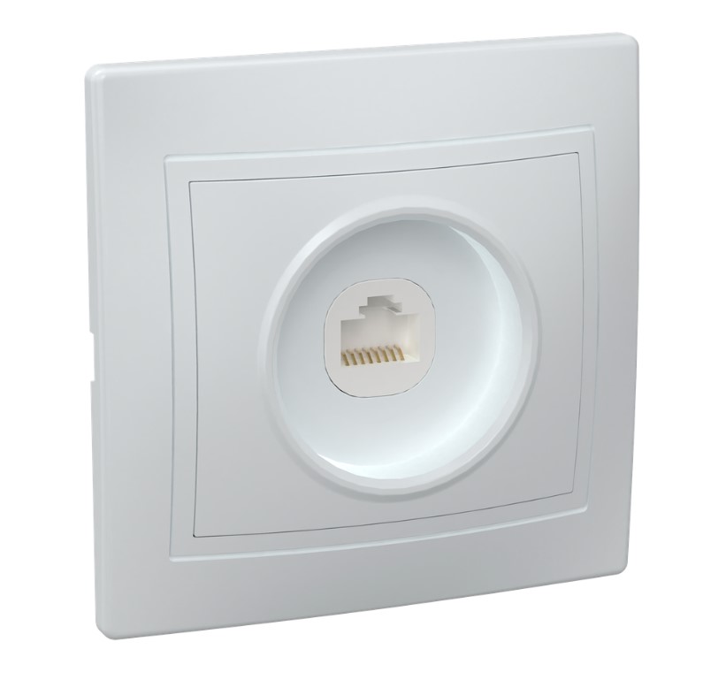 Розетка скрытой установки 1-мест. компьютерная RJ45 кат.5е белый IP20 KVARTA IEK
