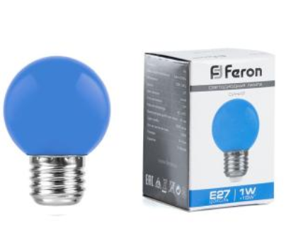 Лампа LED E27 1Вт G45 Feron LB-37 синий (РФ)