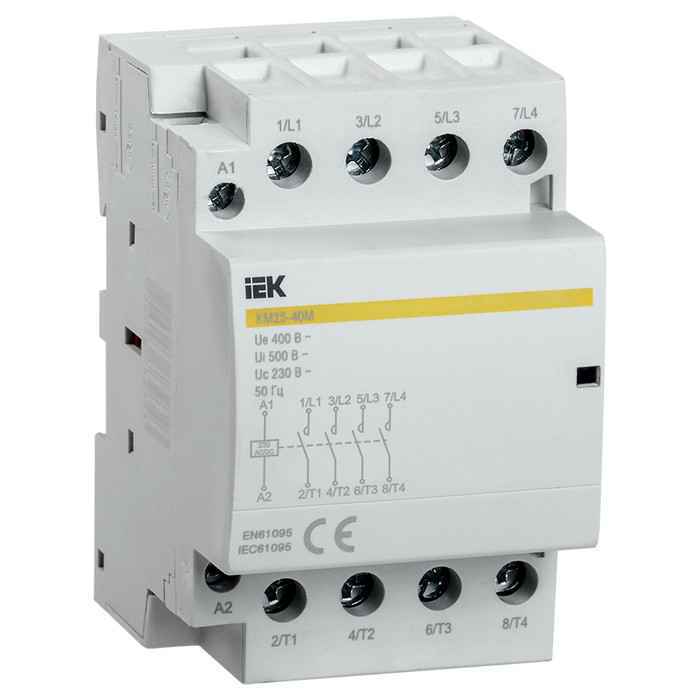 Контактор модульный 25А 4НО/0НЗ КМ25-40М AC/DC IEK (РФ)