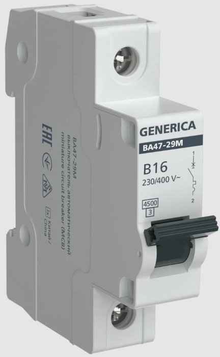 Выключатель автоматический 1п 16А (B) 4,5кА ВА47-29М GENERICA (РФ)
