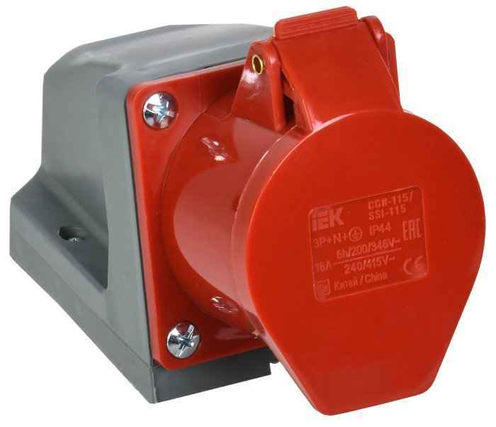 Розетка кабельная 16А 3P+PE+N на поверхность 380В IP44 ССИ-115 IEK (РФ)