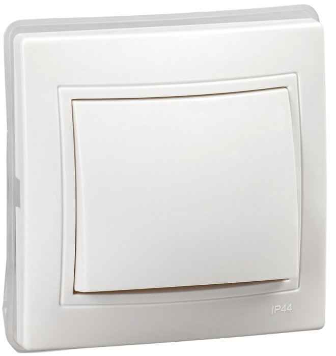 Выключатель скрытой установки 1-кл. с рамкой 10А белый IP44 KVARTA IEK (РФ)