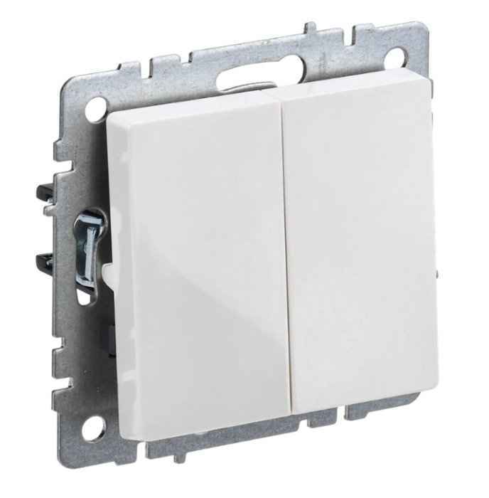 Выключатель скрытой установки 2-кл. без рамки 10А белый IP20 BRITE IEK (РФ)