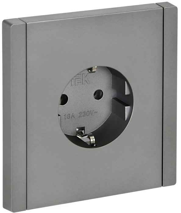 Розетка скрытой установки 1-мест. с/з без з/ш в рамке 16А сталь IP20 FORTE&PIANO IEK (РФ)