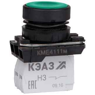 Кнопка КМЕ4111м-зелёный-1но+1нз-цилиндр-IP40-КЭАЗ (РФ)