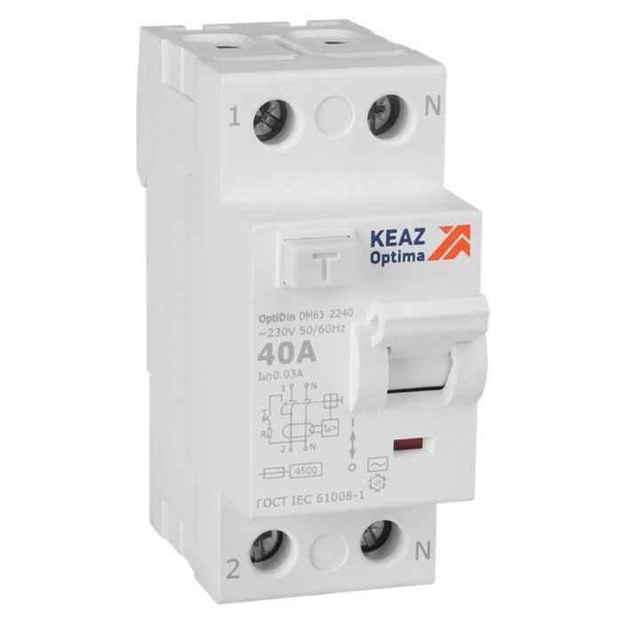 УЗО 2п 40А 30мА 4,5кА OptiDin DM63-2240-AC