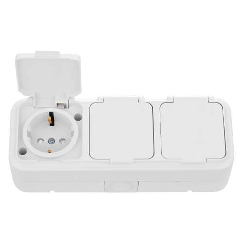 Розетка открытой установки 3-мест. с/з с з/ш с крышкой 16А белый IP54 ПРАЛЕСКА АКВА (РФ) Розетка открытой установки 3-мест. с/з с з/ш с крышкой 16А белый IP54 ПРАЛЕСКА АКВА (РФ)
