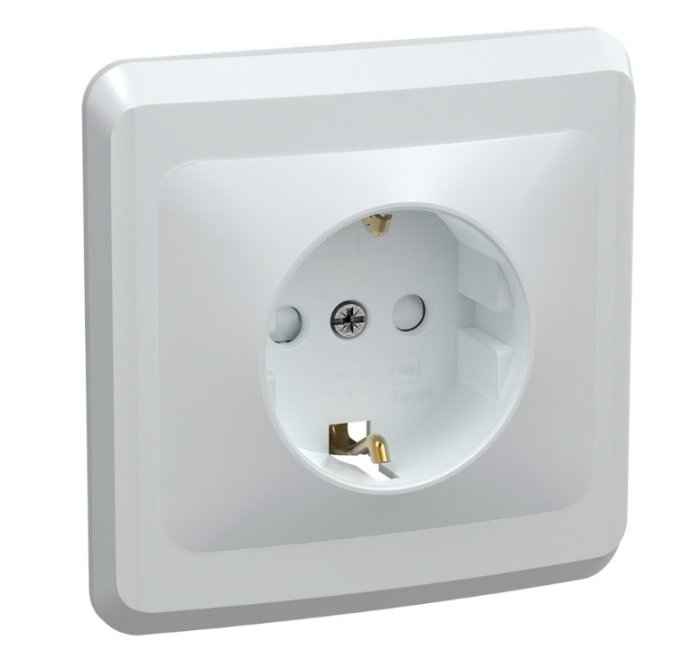 Розетка скрытой установки 1-мест. с/з с з/ш в рамке 16А белый IP20 VEGA IEK (РФ)