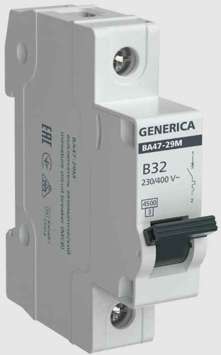 Выключатель автоматический 1п 32А (B) 4,5кА ВА47-29М GENERICA (РФ)