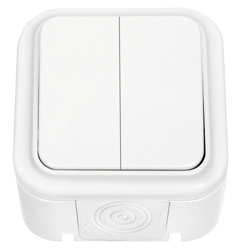 Выключатель открытой установки 2-кл. 6А белый IP54 ПРАЛЕСКА АКВА (РФ) Выключатель открытой установки 2-кл. 6А белый IP54 ПРАЛЕСКА АКВА (РФ)