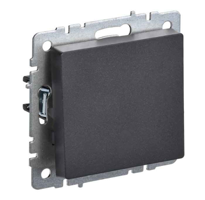 Выключатель скрытой установки 1-кл. проходной без рамки 10А черный IP20 BRITE IEK (РФ)