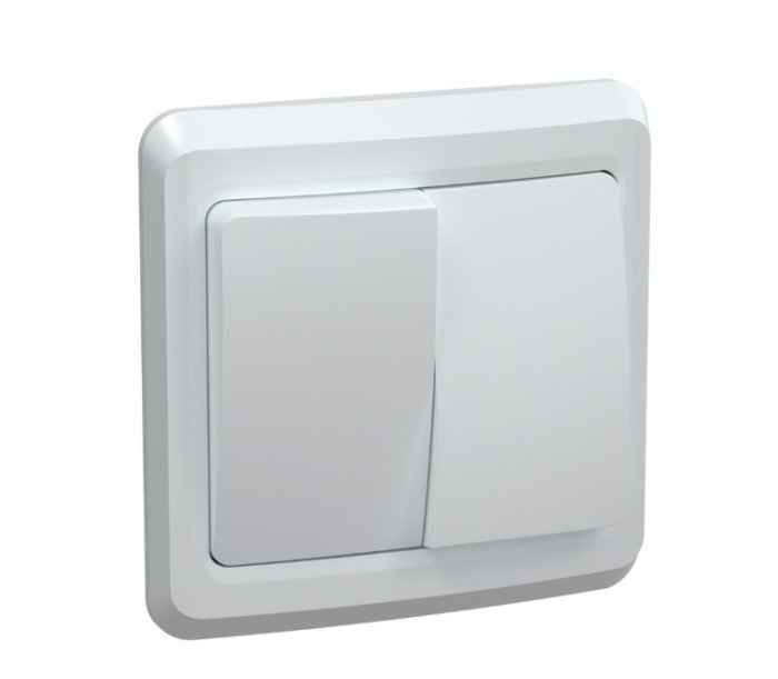 Выключатель скрытой установки 2-кл. с рамкой 10А белый IP20 VEGA IEK (РФ)
