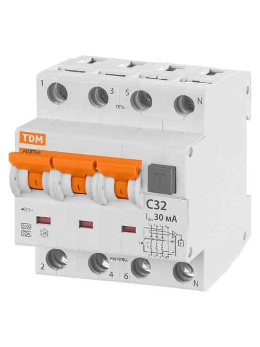 АВДТ 4п 32А 30мА (C) 6кА АВДТ 63 (РФ)