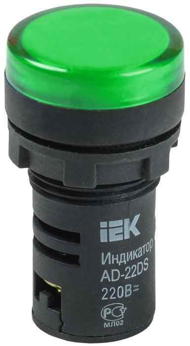 Лампа AD22DS(LED)матрица d=22мм зеленый 230В IEK (РФ)