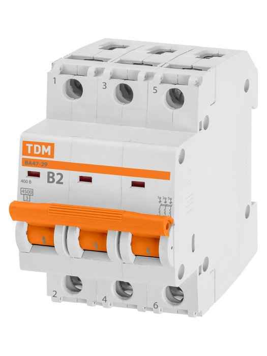 Выключатель автоматический 3п 2А (B) 4,5кА ВА47-29 (ИМП)