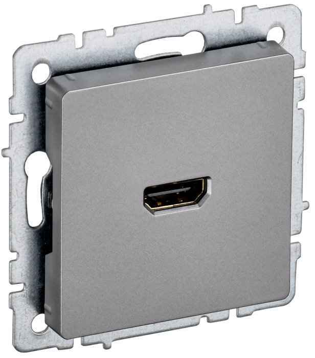 Розетка скрытой установки HDMI без рамки сталь BRITE IEK (РФ)