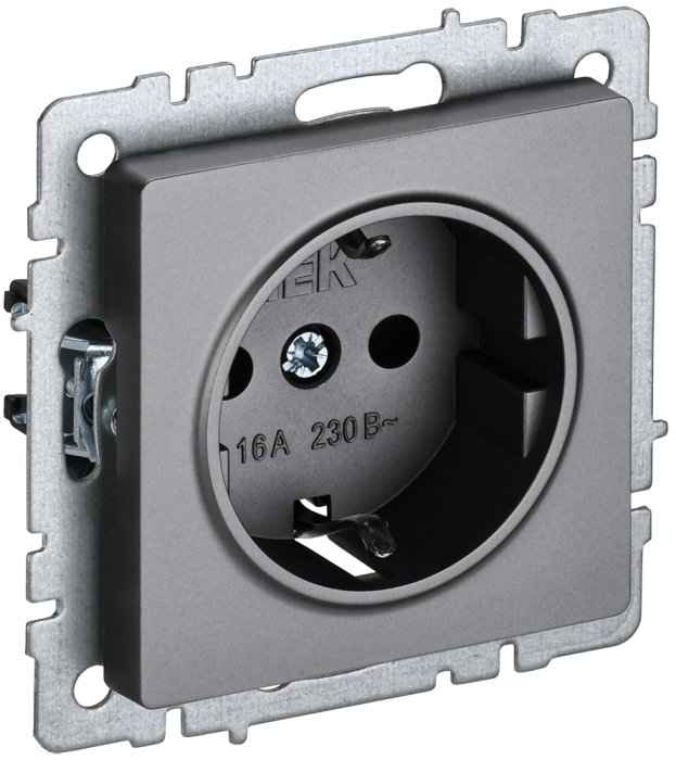 Розетка скрытой установки 1-мест. с/з с з/ш без рамки 16А сталь IP20 BRITE IEK (РФ)