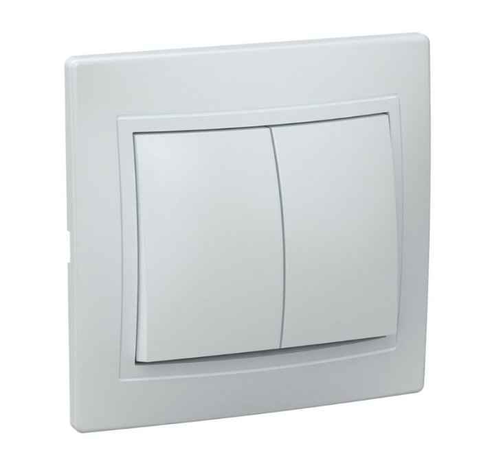 Выключатель скрытой установки 2-кл. в рамке 10А белый IP20 KVARTA IEK (РФ)