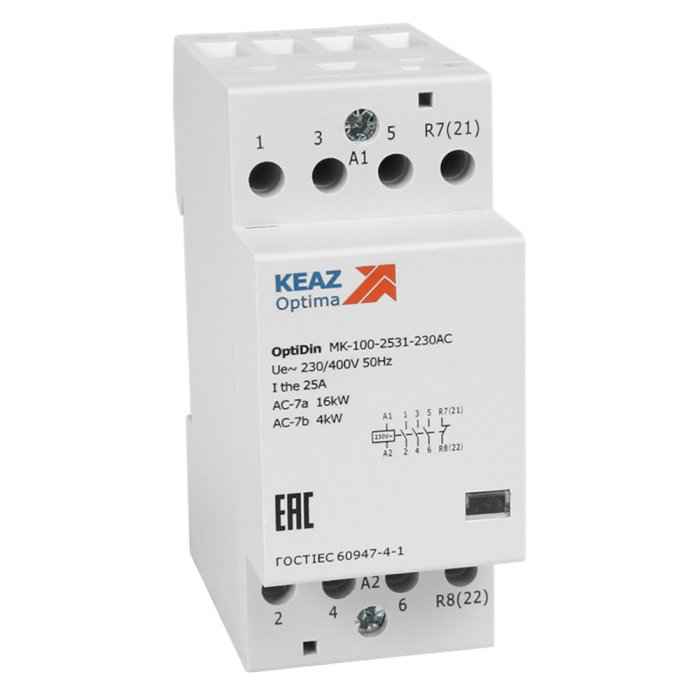 Контактор модульный 25А 2НО/2НЗ 230В OptiDin МК100-2522-230-AC (РФ)