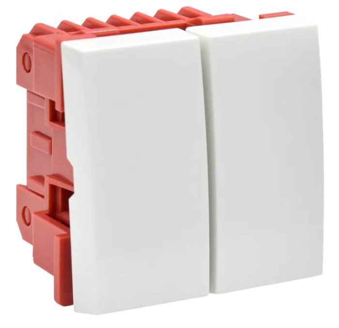 Выключатель двухклавишный (на 2 модуля) ПРАЙМЕР белый IEK (РФ)