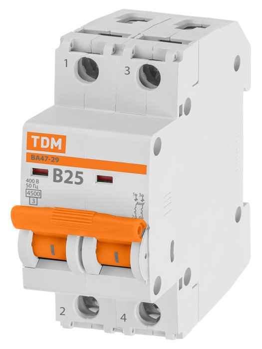 Выключатель автоматический 2п 25А (B) 4,5кА ВА47-29 (ИМП)