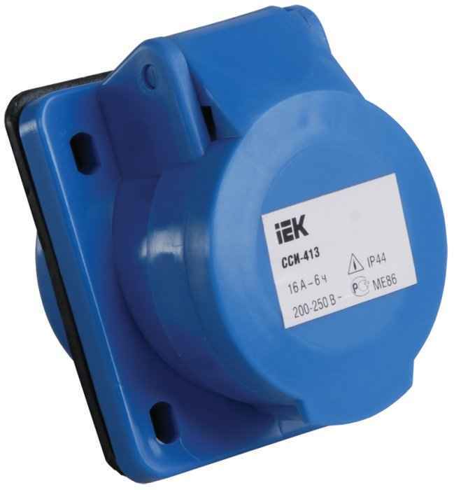 Розетка кабельная 16А 2P+PE IP44 встраиваемая 250В ССИ-413 IEK (РФ)