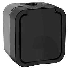 Розетка открытой установки 1-мест. с/з с з/ш с крышкой 16А графит IP55 TORS IEK (РФ)