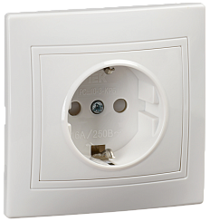 Розетка скрытой установки 1-мест. с/з с з/ш в рамке 16А белый IP20 РСш10-3-КРБ KVARTA IEK (РФ)