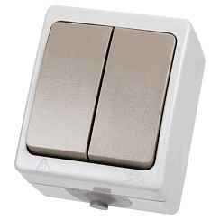 Выключатель открытой установки 2-кл. 10А серый IP54 Вуокса TDM (РФ)