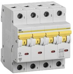 Выключатель автоматический 4п 6А (C) 6кА ВА47-60М IEK (РФ)