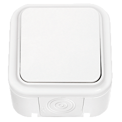 Выключатель открытой установки 1-кл. 6А белый IP54 ПРАЛЕСКА АКВА (РФ)