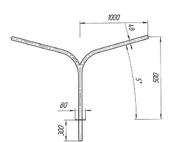 Кронштейн консольный двухрожковый 1К2(5°)-0,5-1,0-Ф76(48)-180°-ц (РФ)