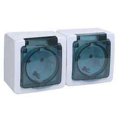 Розетка открытой установки 2-мест. с/з без з/ш с крышкой 16А белый IP54 ГЕРМЕС PLUS IEK (РФ)