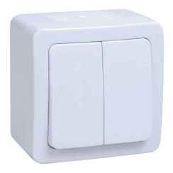 Выключатель открытой установки 2-кл. 10А белый IP54 ГЕРМЕС PLUS IEK (РФ) Выключатель открытой установки 2-кл. 10А белый IP54 ГЕРМЕС PLUS IEK (РФ)