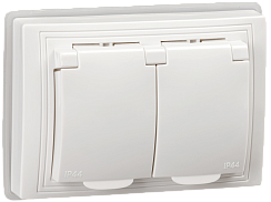 Розетка скрытой установки 2-мест. с/з с з/ш в рамке с крышкой 16А белый IP44 KVARTA IEK (РФ)