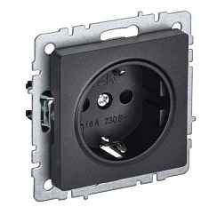 Розетка скрытой установки 1-мест. с/з с з/ш без рамки 16А черный IP20 BRITE IEK (РФ)