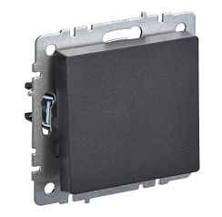 Выключатель скрытой установки 1-кл. проходной без рамки 10А черный IP20 BRITE IEK (РФ)