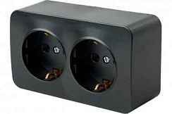 Розетка открытой установки 2-мест. с/з без з/ш 16А черный IP20 София STEKKER (РФ) Розетка открытой установки 2-мест. с/з без з/ш 16А черный IP20 София STEKKER (РФ)