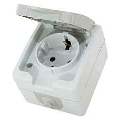 Розетка открытой установки 1-мест. с/з без з/ш с крышкой 16А серый IP54 Вуокса TDM (РФ)