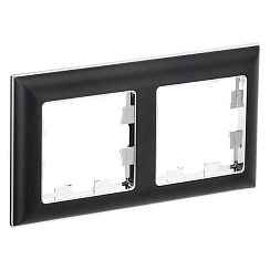 Рамка 2-местная хром/черный BRITE IEK (РФ)