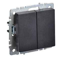 Выключатель скрытой установки 2-кл. без рамки 10А черный IP20 BRITE IEK (РФ)